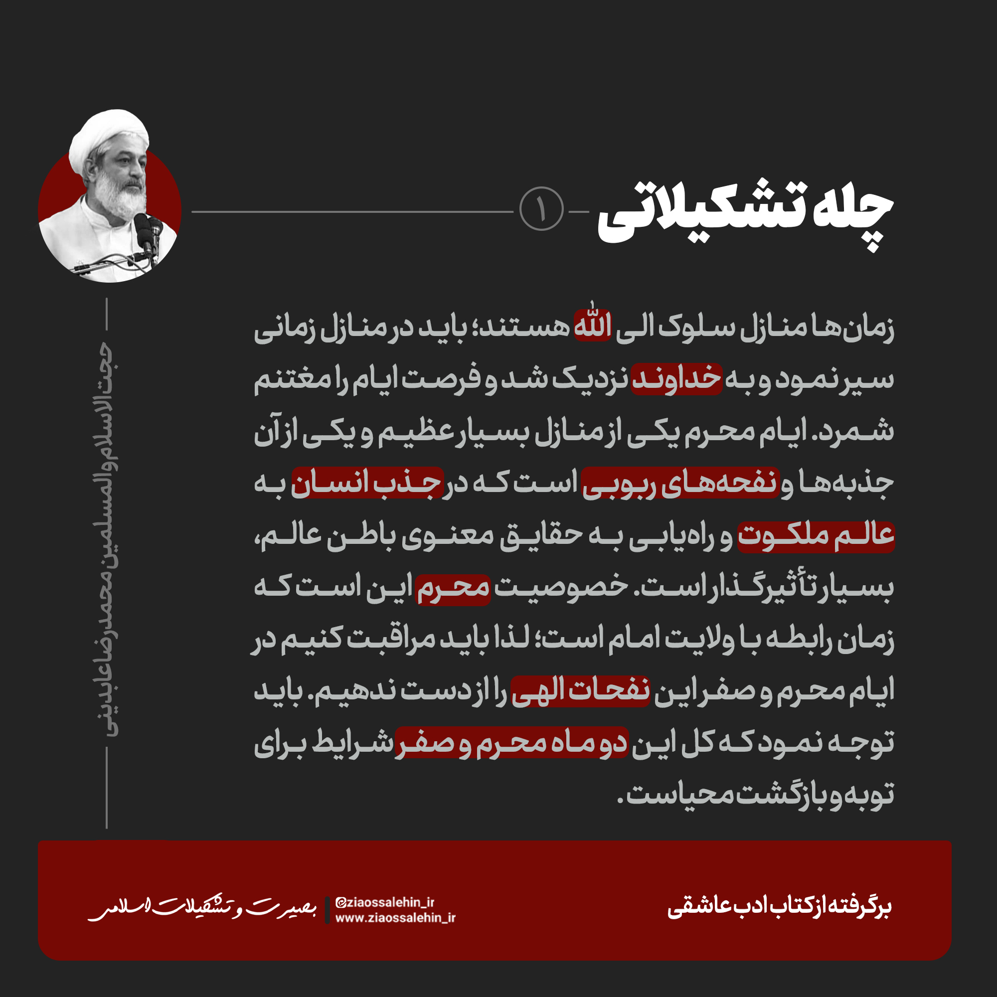 عکس نوشته | چله تشکیلاتی - محمدرضا عابدینی / استفاده از ماه محرم و صفر