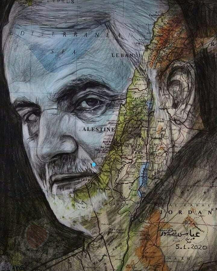 طرح حاج قاسم سلیمانی از عباس منصور گرافیست لبنانی