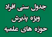 جدول سنی افراد ویژه داوطلبین پذیرش حوزه های علمیه